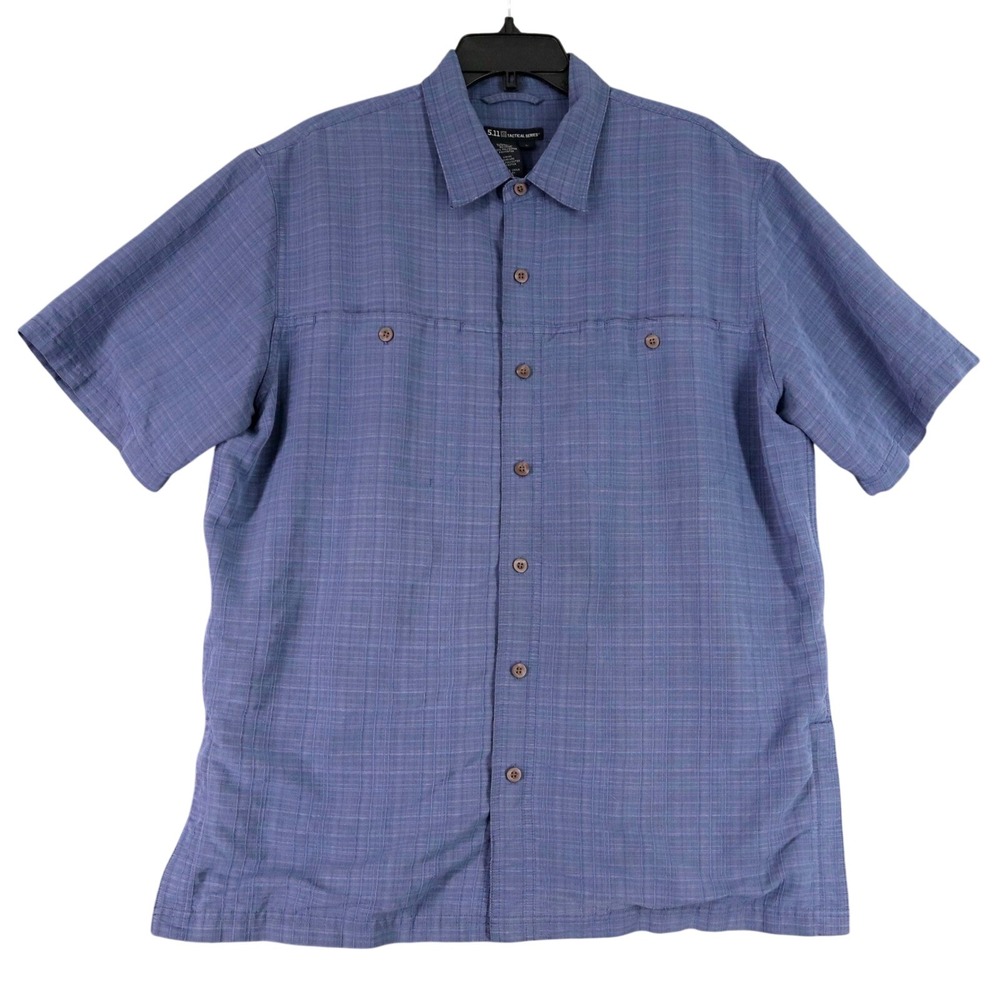 5.11 Tactical Series Carry Conceal Shirt Men L Blue Plaid Snap Button CCW Casual